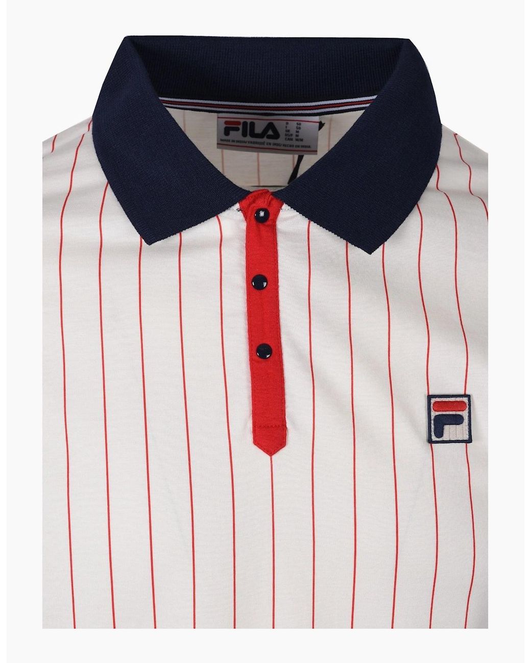 Fila White Vintage Classic Vintage Striped Polo Shirt Gardenia for men