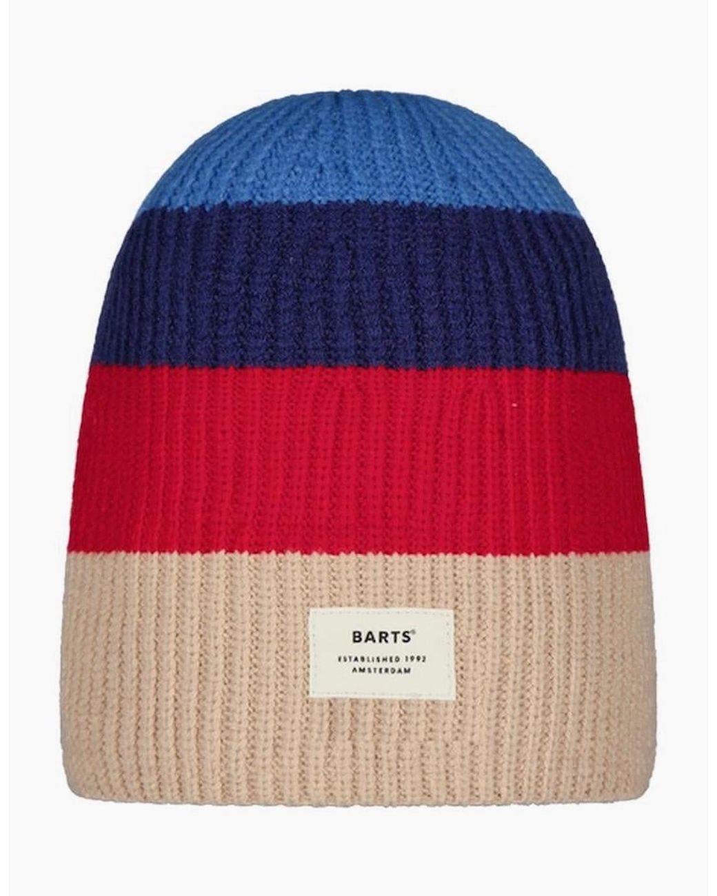 Barts Blue Dova Striped Fleeceband Lining Beanie
