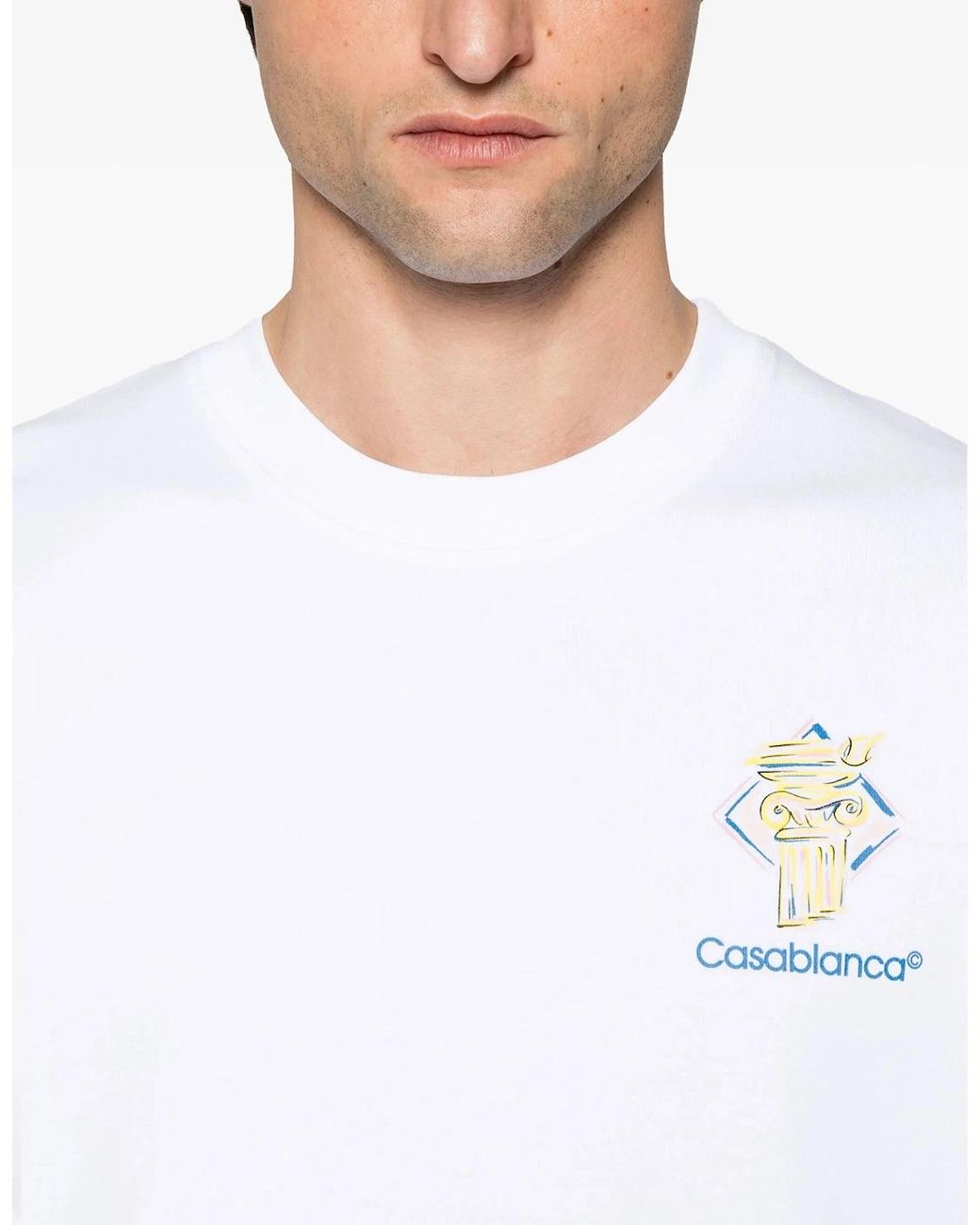Casablanca White Diamond Column Printed T-Shirt for men
