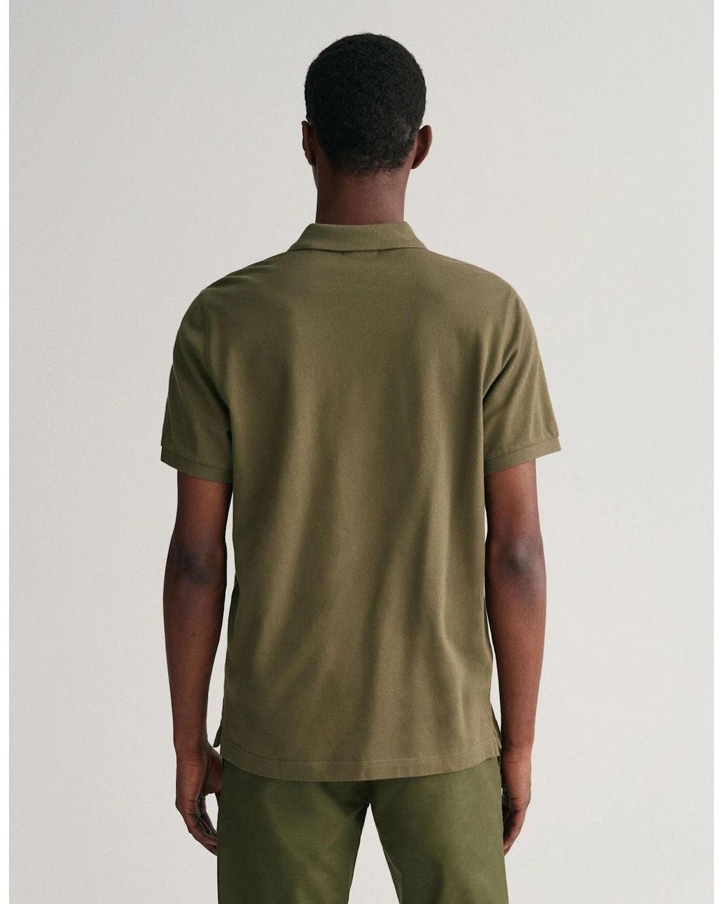 Gant Green Regular Fit Short Sleeve Shield Logo Pique Polo for men