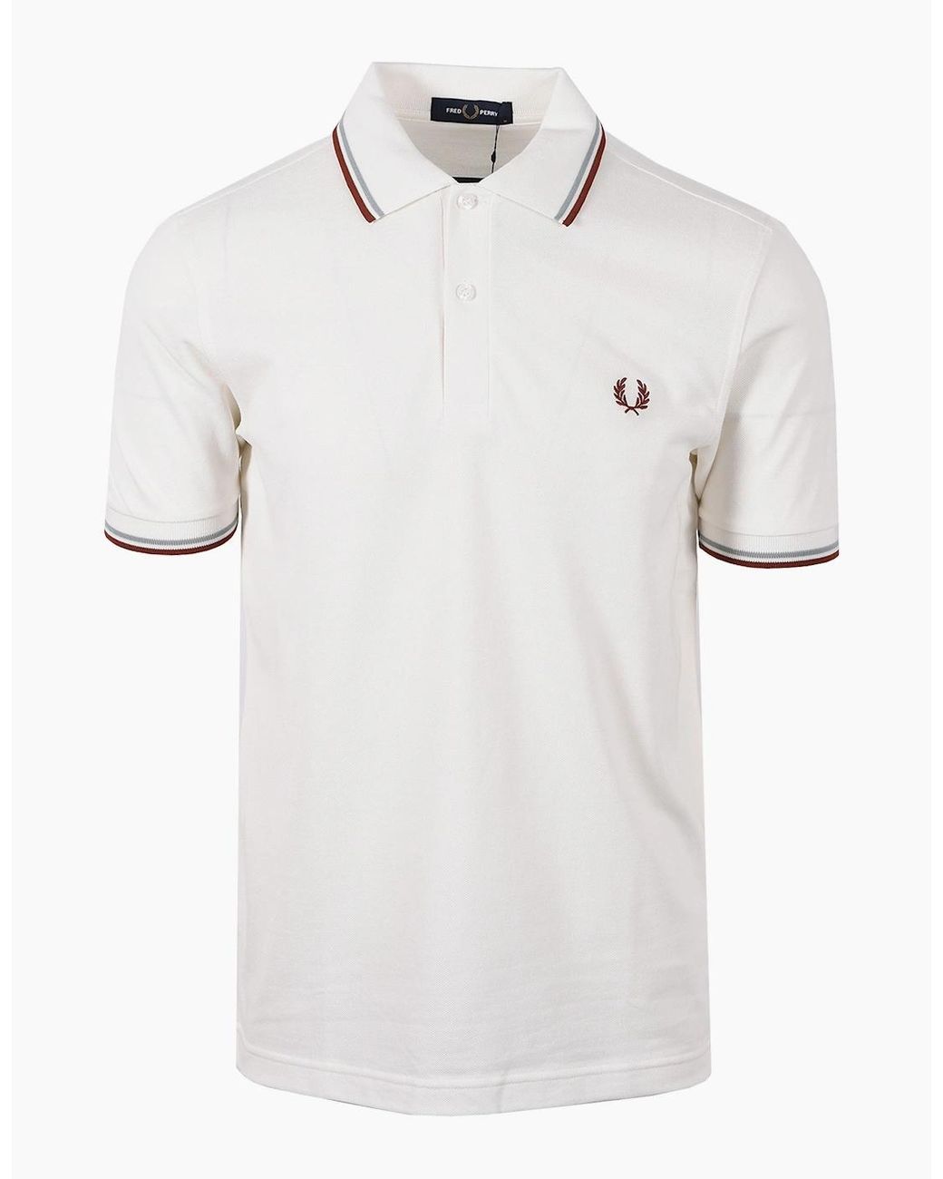 Fred Perry White Twin Tipped Polo Snow/ Brand for men