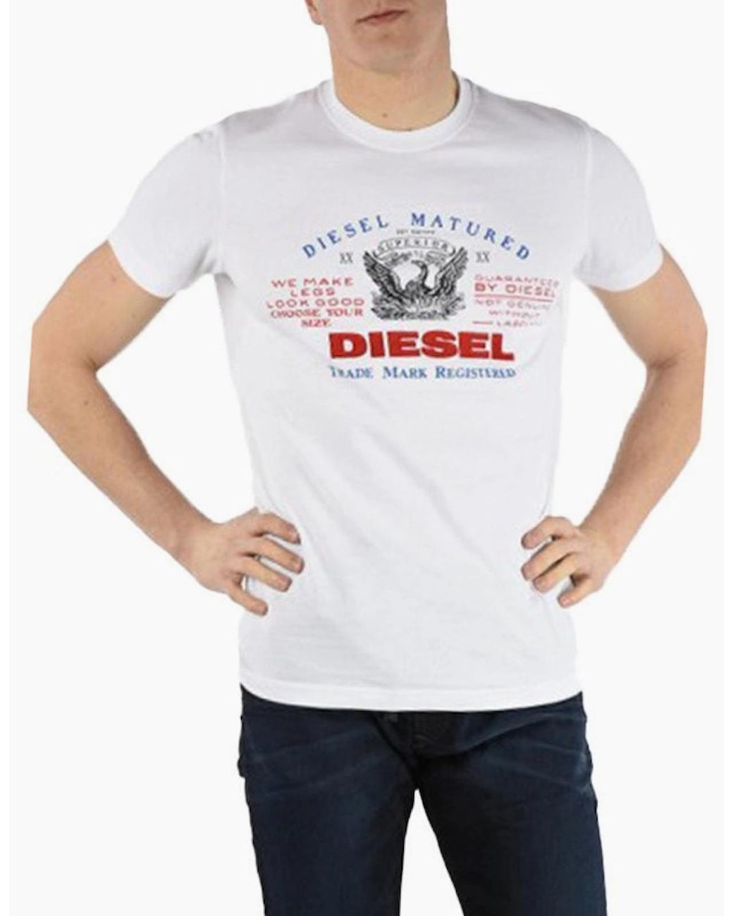 DIESEL White T Shirts T Logys Hemd Crew Neck Short Sleeve Casual Summer Tee for men