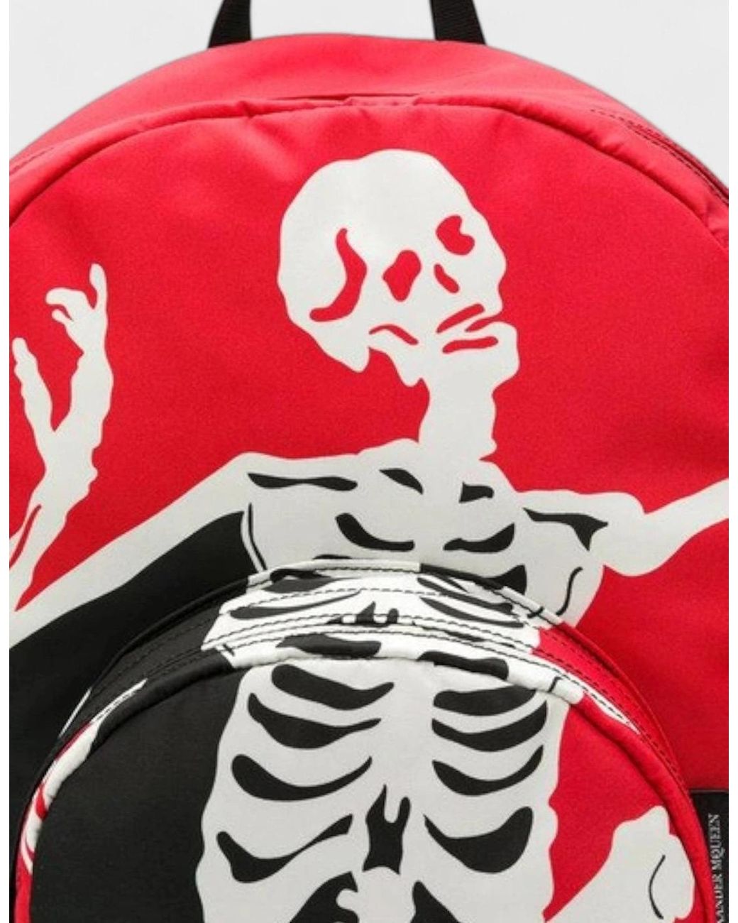 McQueen Skeleton Print Backpack in Red | Lyst UK