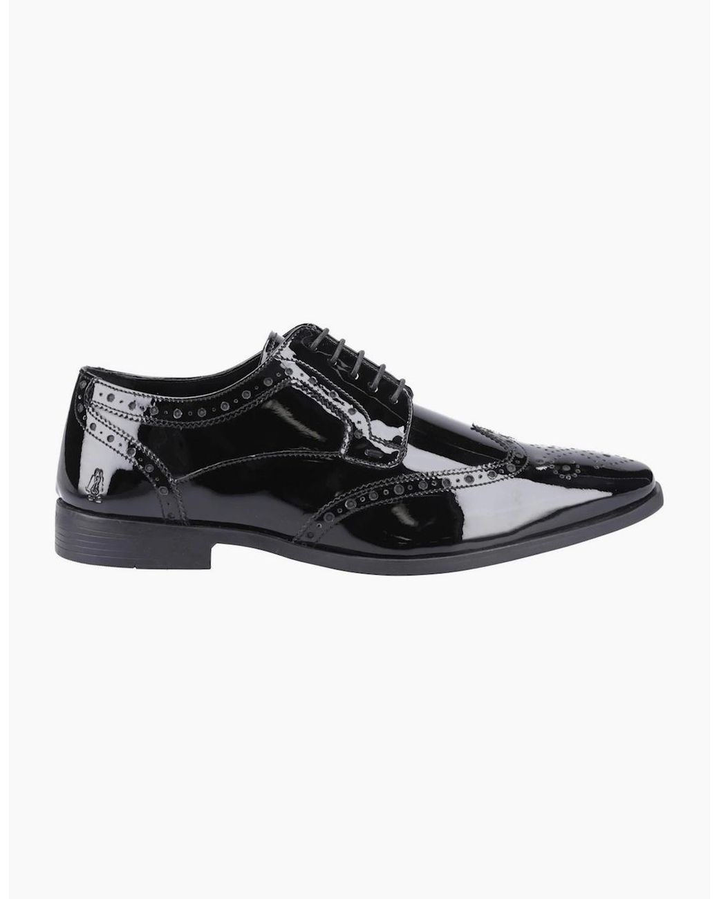 Hush Puppies Black Elliot Brogue Patent Shoes for men