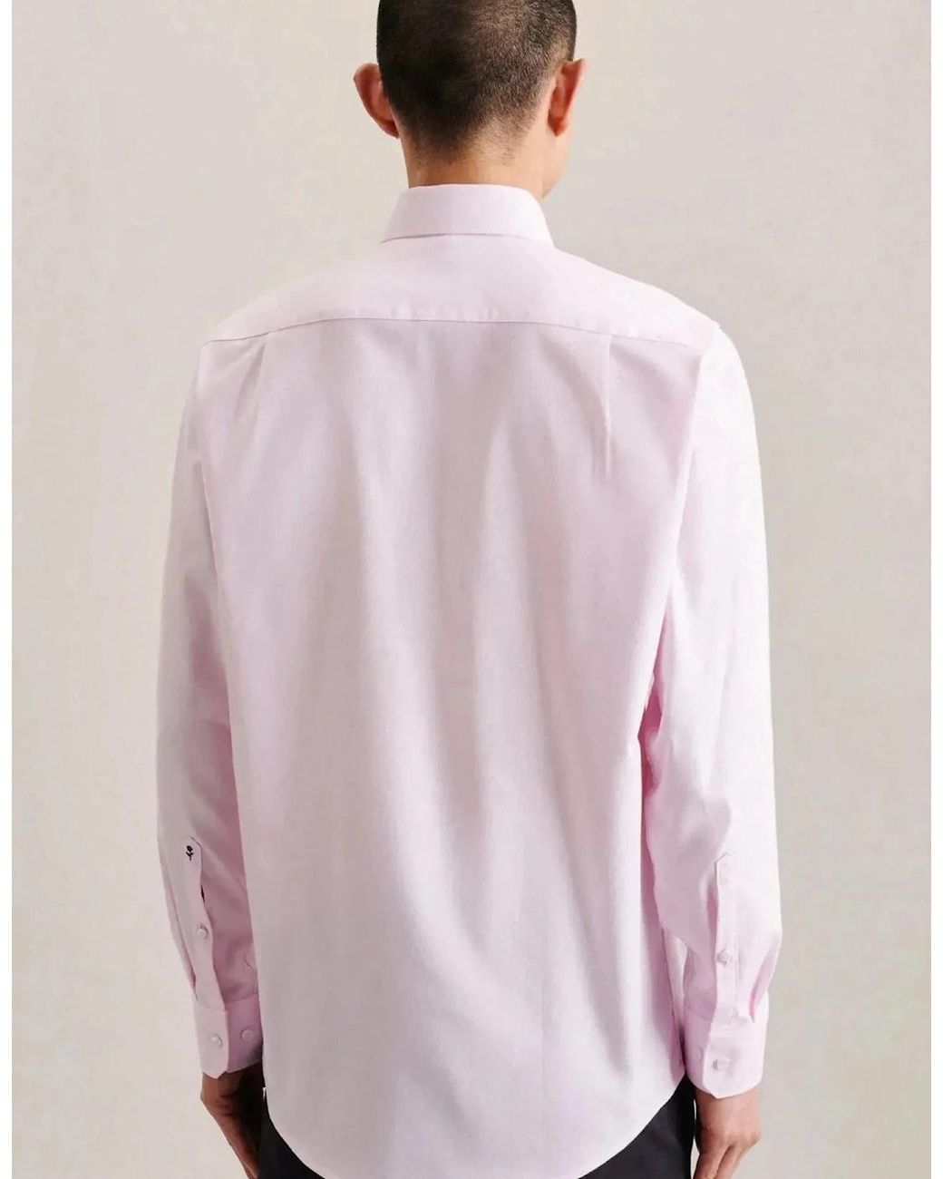 Seidensticker Pink Regular Fit Business Kent Patch Structured Business Shirt for men