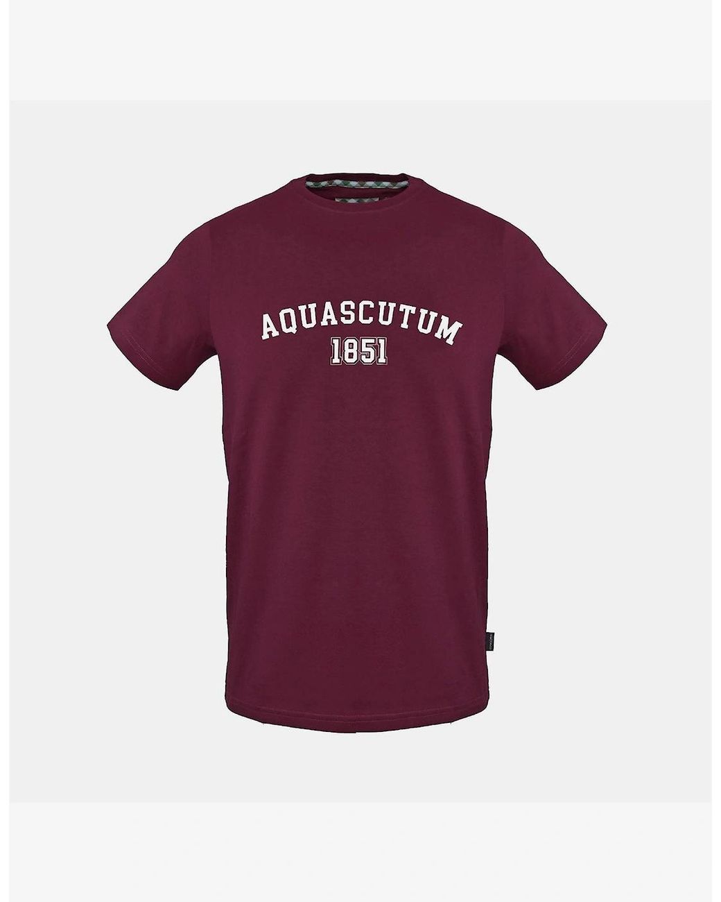 Aquascutum Purple Arch Lettering Crew Neck Short Sleeve T-Shirt for men
