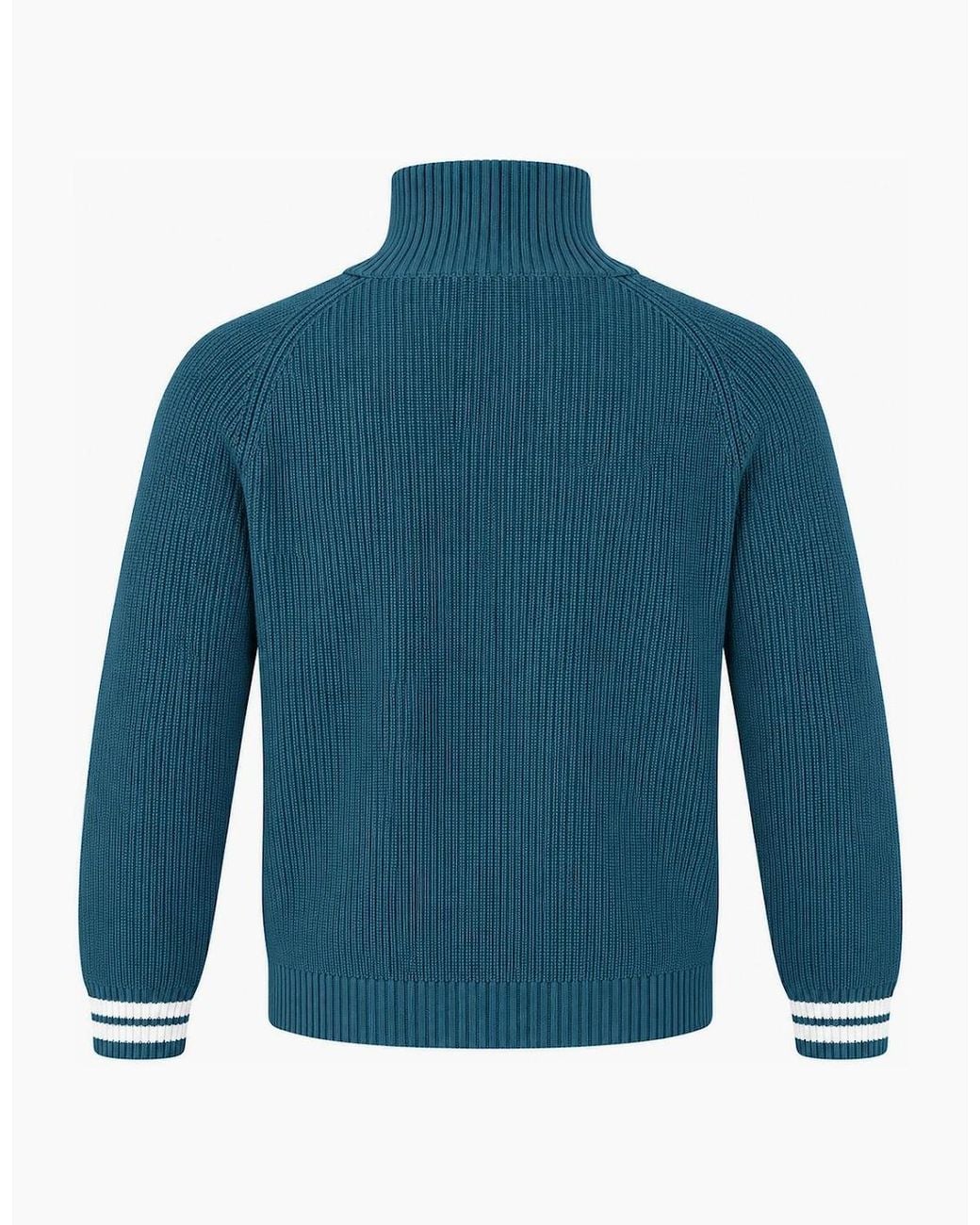 Sergio Tacchini Blue Toledo 1/4 Zip Knitted Jumper Deep/Gardenia for men