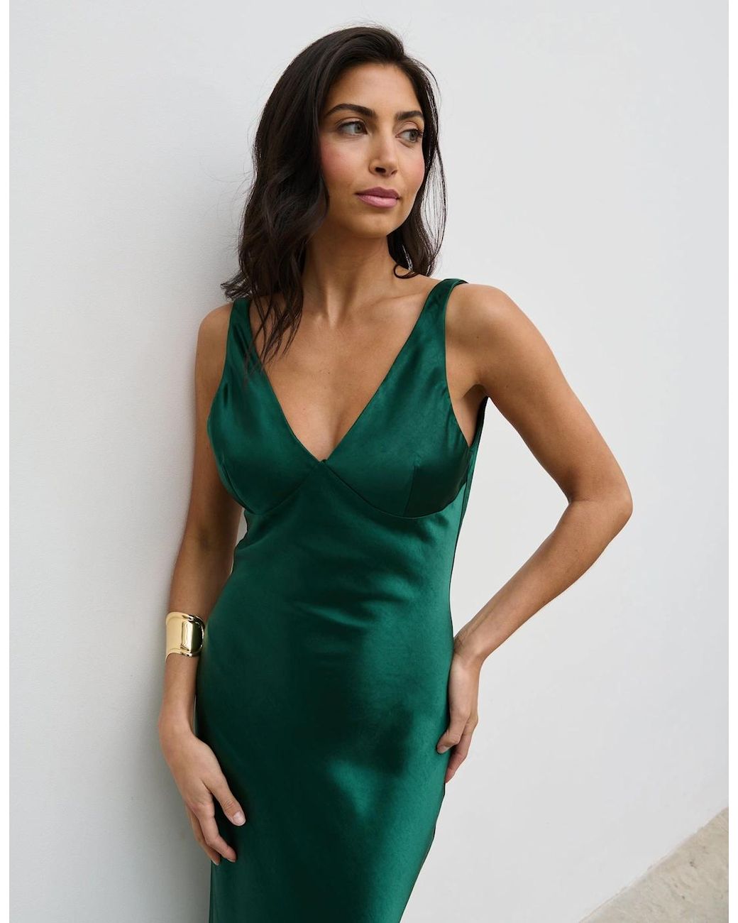 Pretty Lavish Green Piper Midi Dress