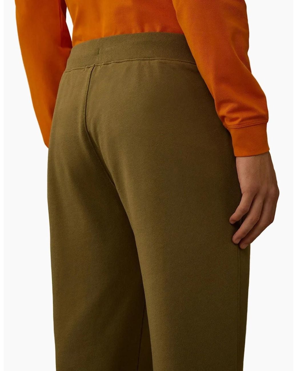 C P Company Green Diagonal Raised Fleece Lens Sweatpants for men