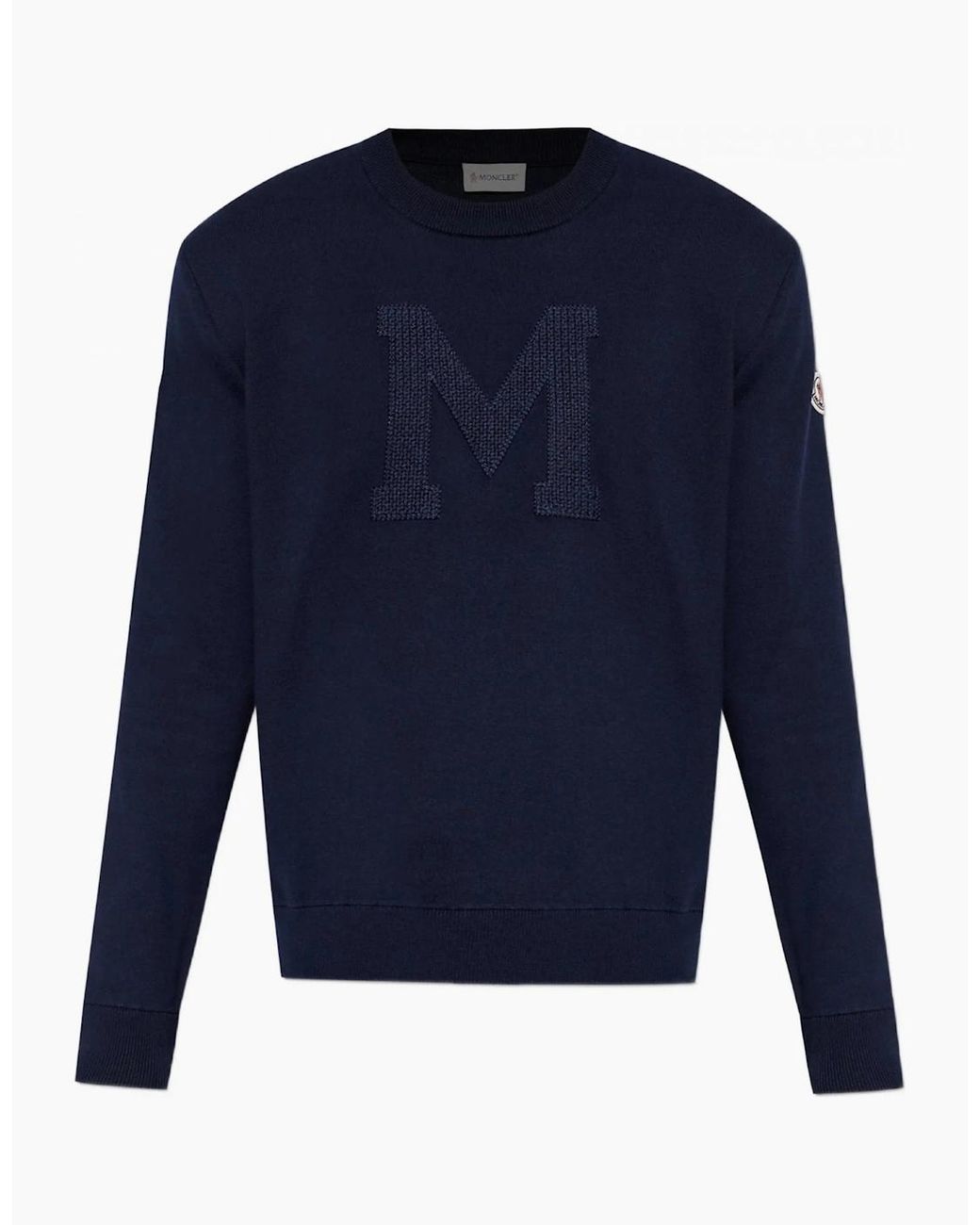 Moncler Blue M Logo Crewneck Sweater for men