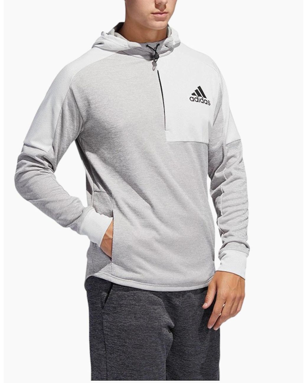 Adidas Gray Du2555 Hoodies Long Sleeve Team Issue Gym Workout Hooded Sweatshirts for men