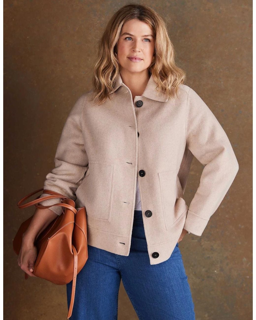 Live Unlimited London Natural Oatmeal Short Double Faced Jacket