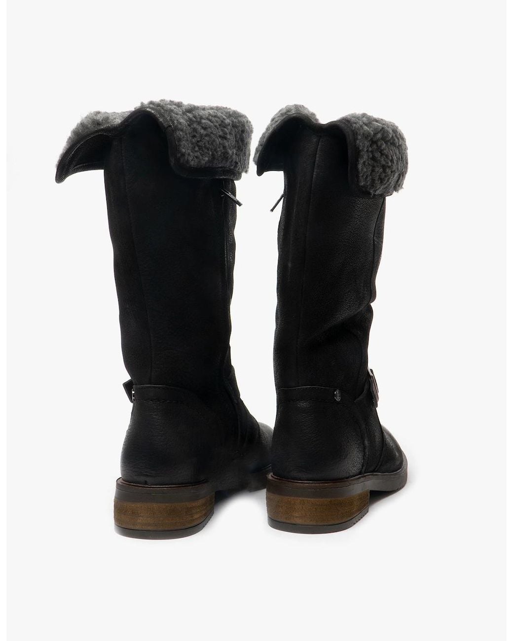 Hush Puppies Black Bonnie Leather Mid Height Boots