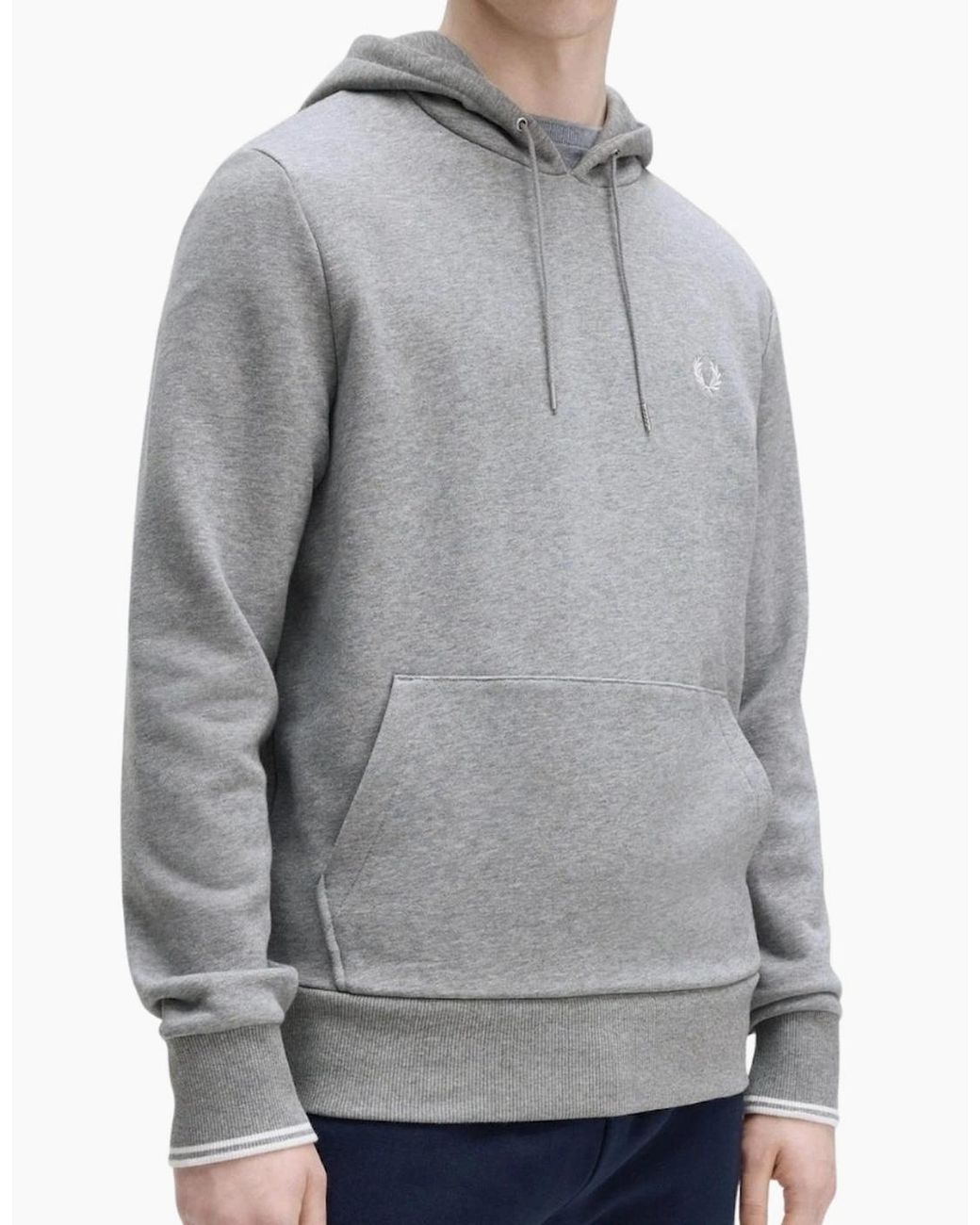 Fred Perry Gray Tipped Marl Hoodie for men