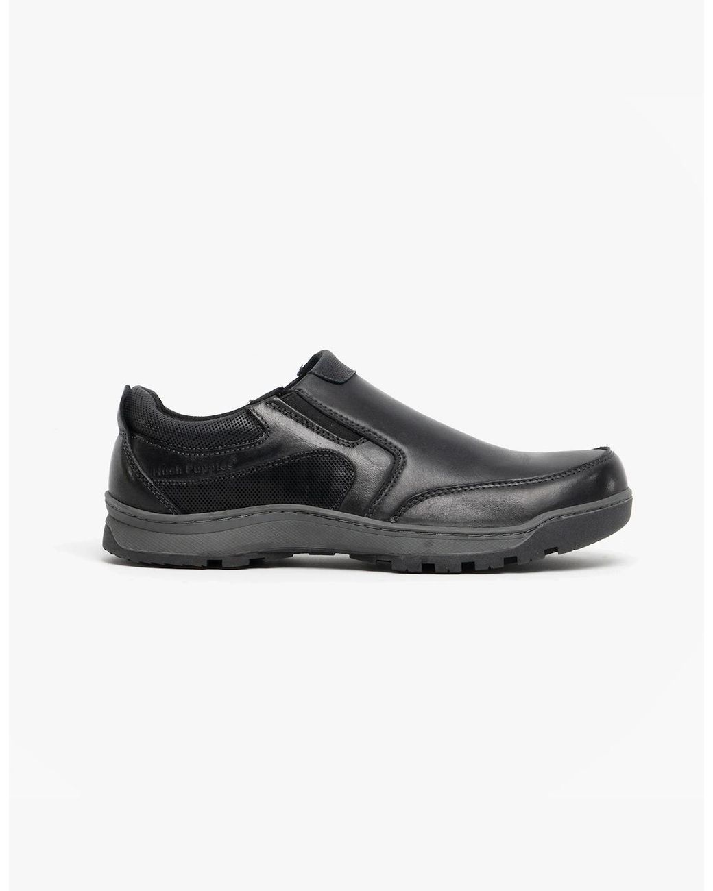 Hush Puppies Black Jasper Leather Slip On Shoes for men