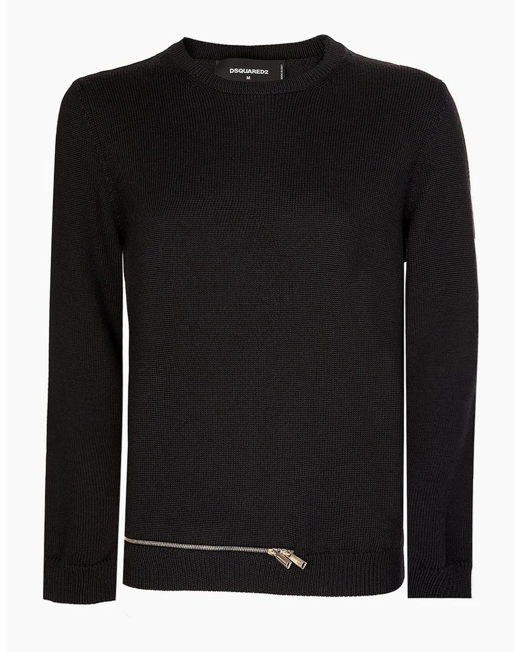 DSquared² Black Dsquared Zip Hem Knitted Jumper