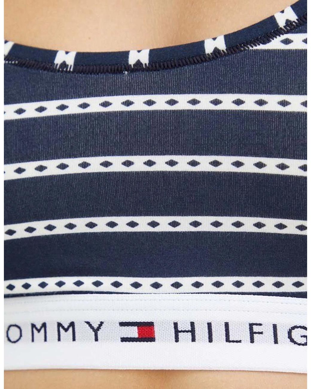Tommy Hilfiger Blue Bralette Print Underwear Argyle Stripe Desert Sky