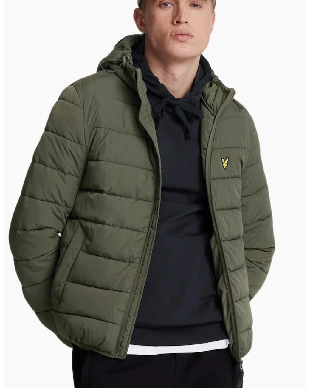 Lyle & Scott Green Lyle & Scott Branded Logo Hooded Puffer Jacket for men