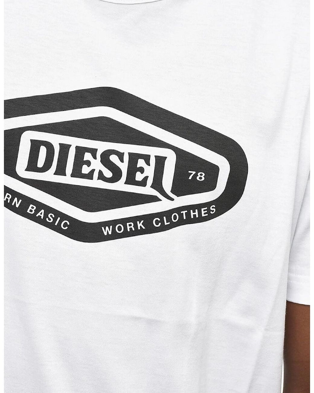 DIESEL White Modern Basic Logo T-Shirt for men