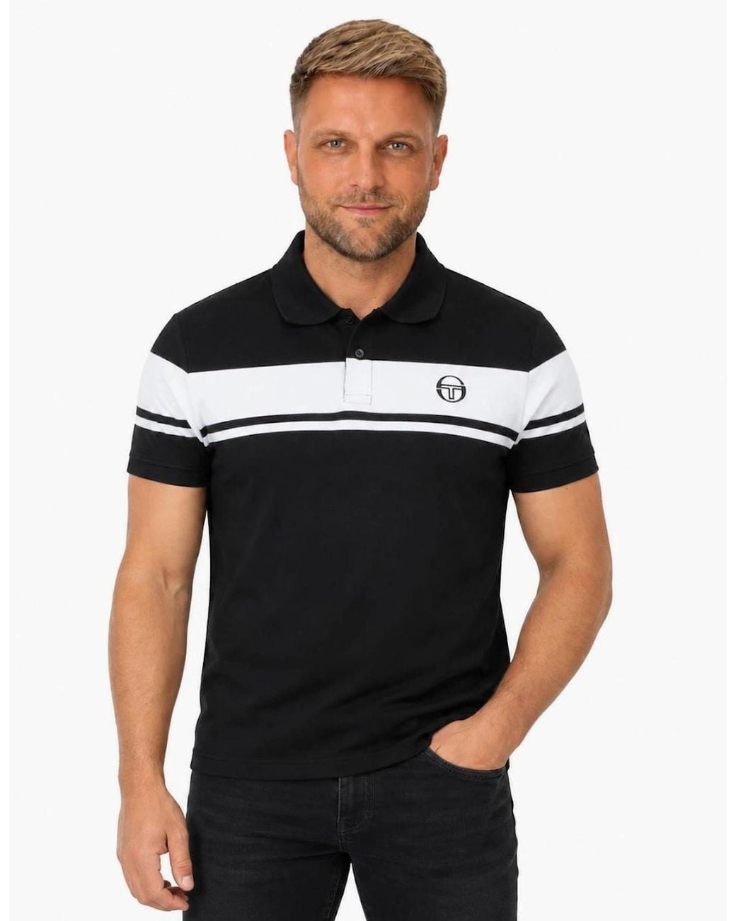 Sergio Tacchini Black Young Line Polo Shirt for men
