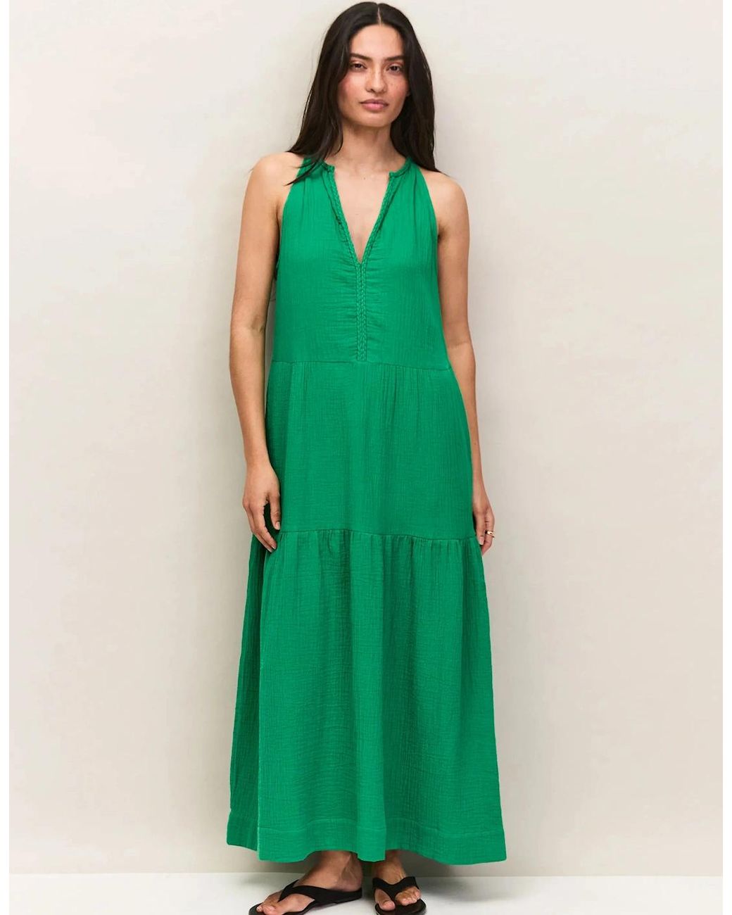 Ro&zo Green Cheesecloth Rope Belt Dress
