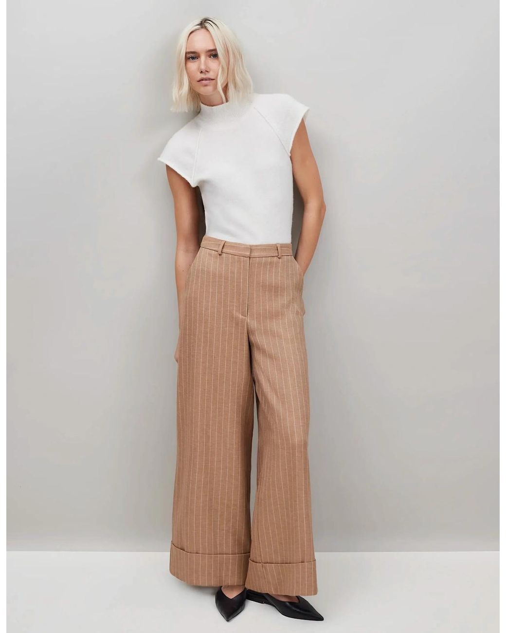 Ro&zo Natural Caramel Pinstripe Trouser