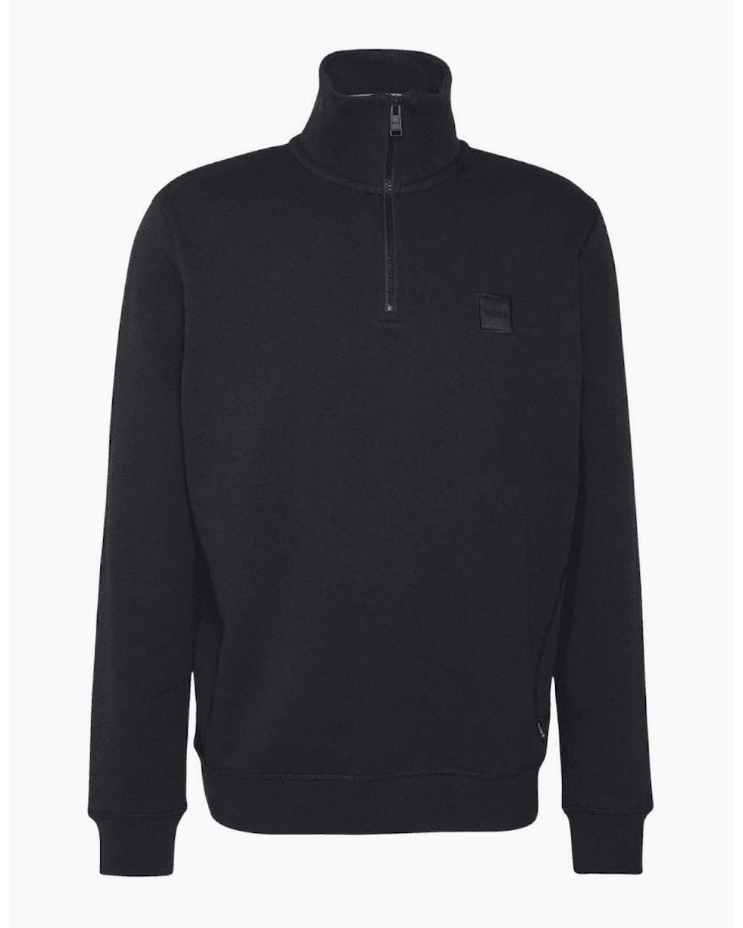 Boss Blue Zetrust Patch Logo Quarter Zip Sweatshirt for men