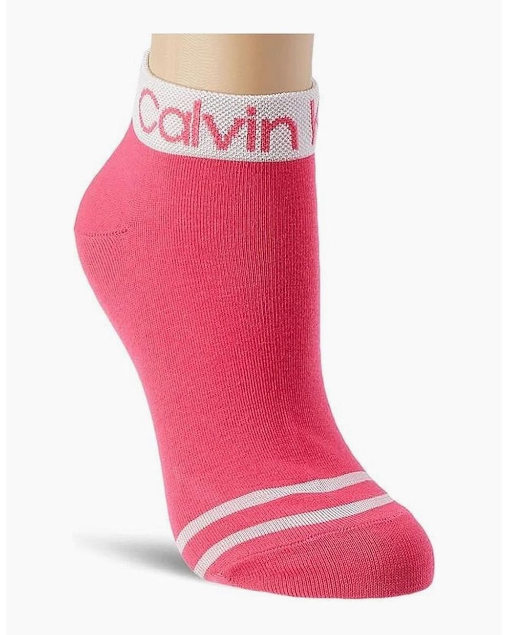 Calvin Klein Pink 2-Pack Logo Welt Quarter Socks
