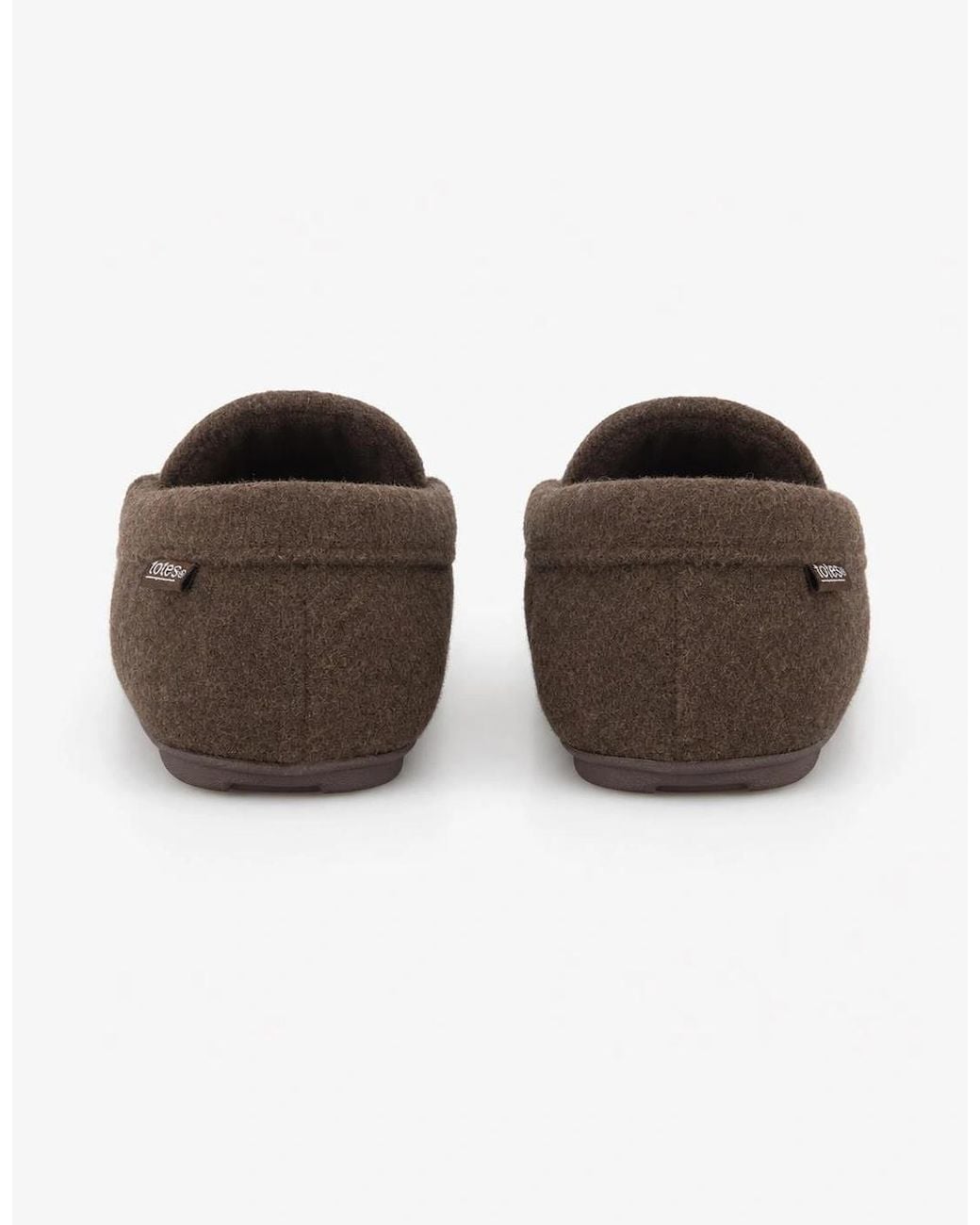 Totes Brown Toasties Felt Moccasin Slipper With Check Sock Moccasins for men
