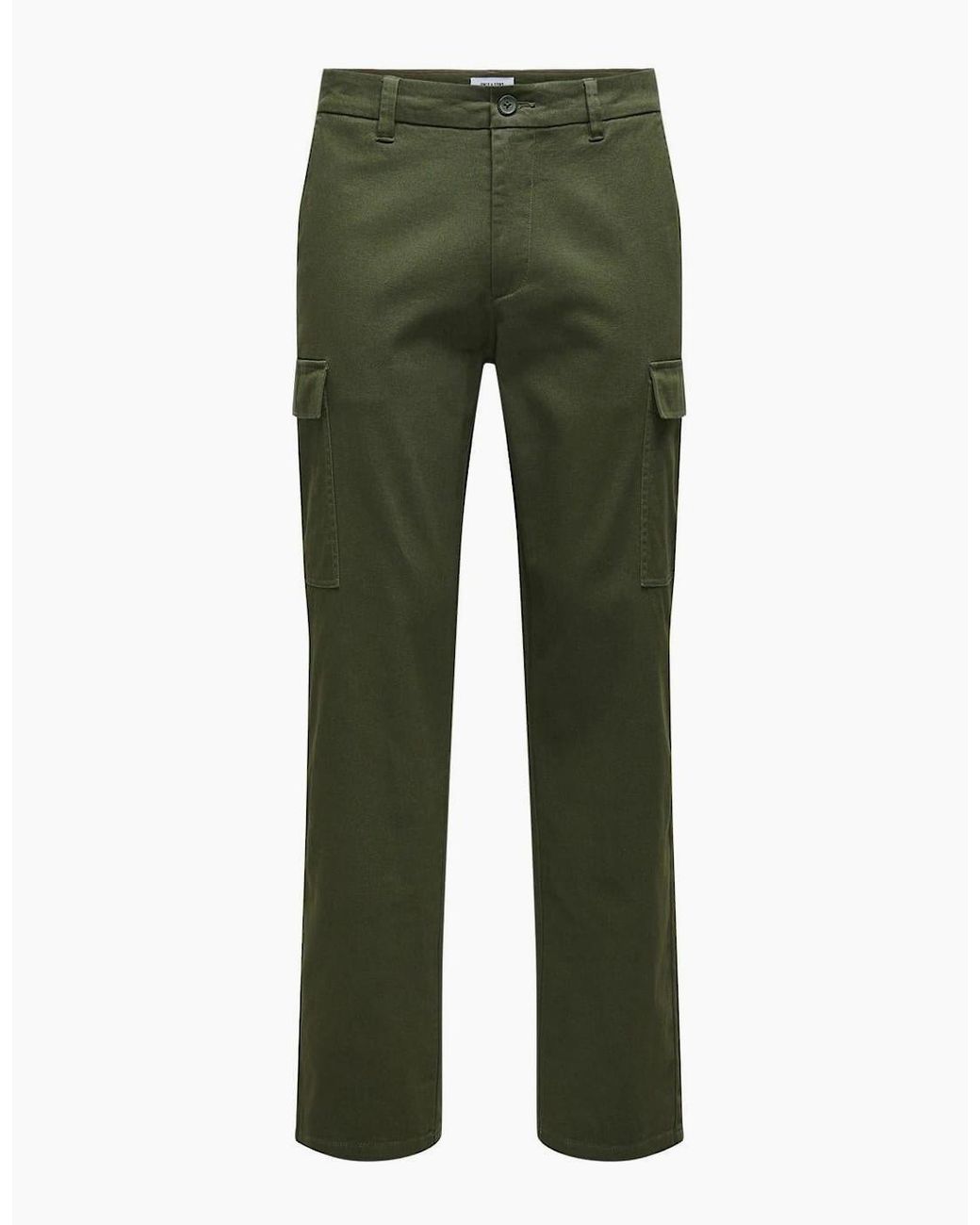 ONLY Black Solid Patterned Straight Cargo Pants for men