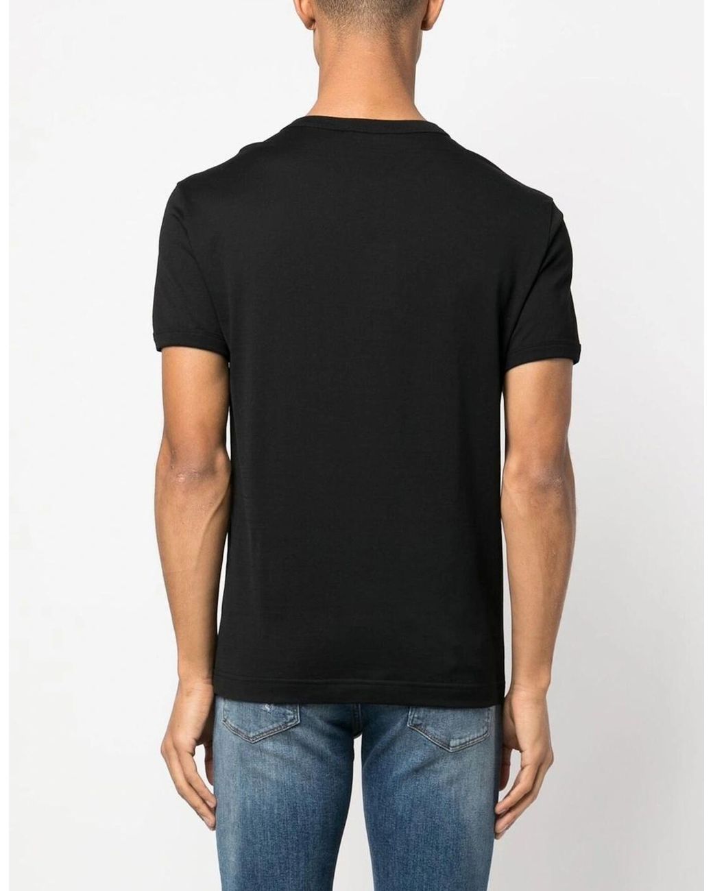 Dolce & Gabbana Black Embroidered Pique T-Shirt for men