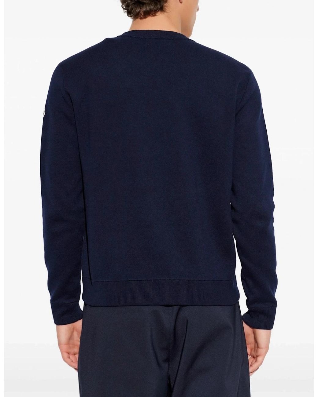 Moncler Blue M Logo Crewneck Sweater for men