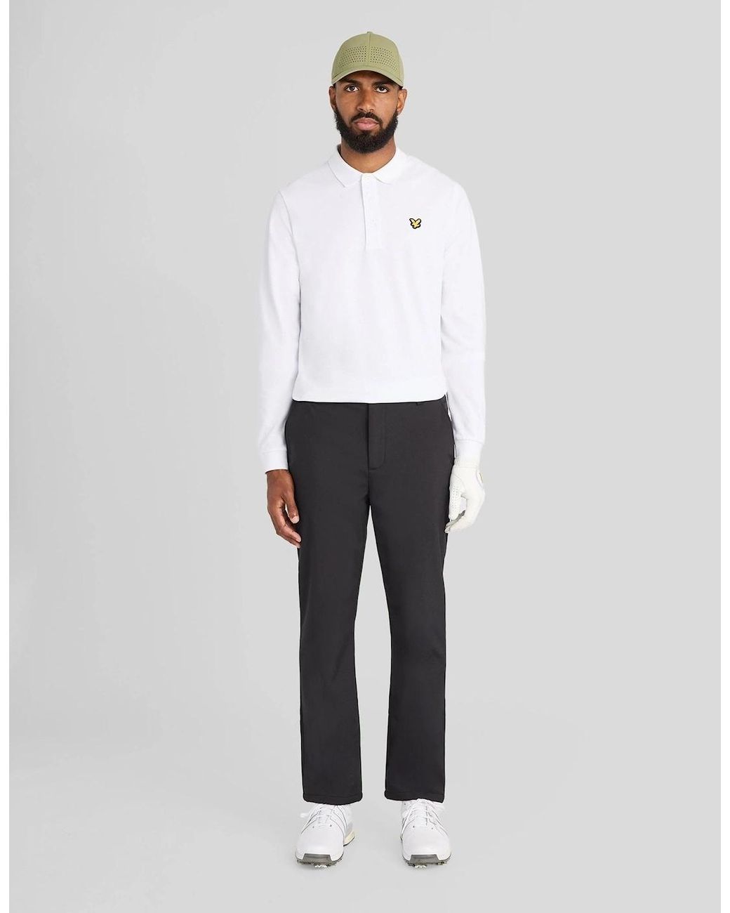 Lyle & Scott White Technical Long Sleeve Polo Shirt for men