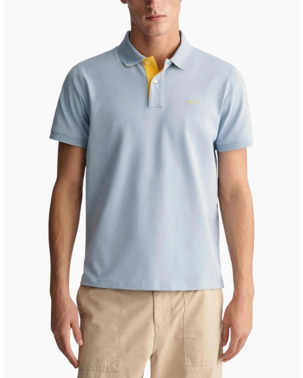 Gant Blue Polo Shirt Contrast Short Sleeve Summer Polo Cotton for men