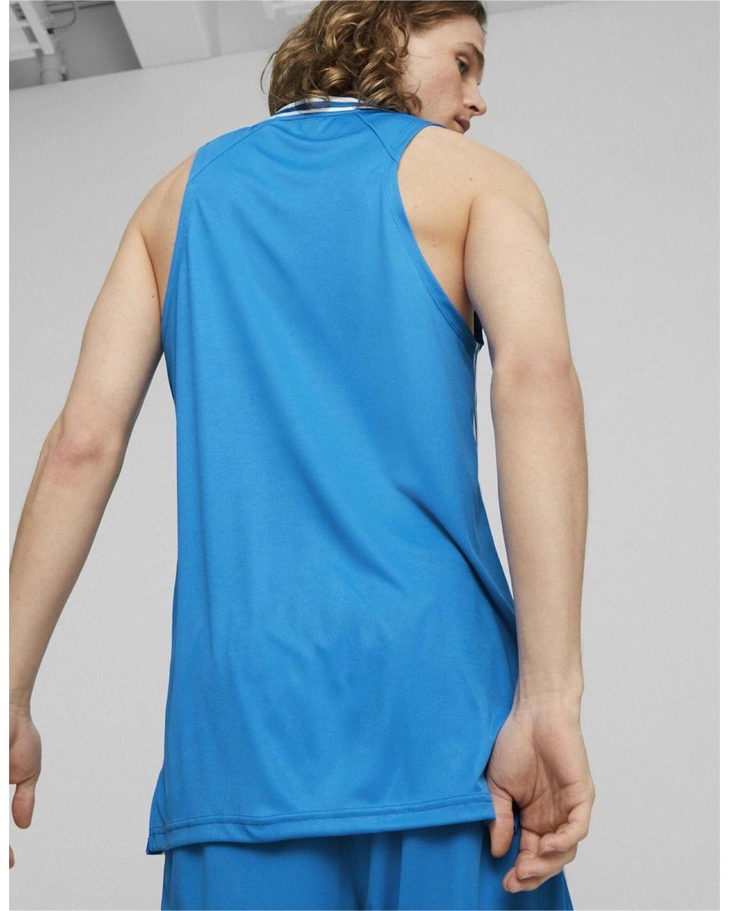 PUMA Blue Hoops Team Game Performance Basketball Jersey for men