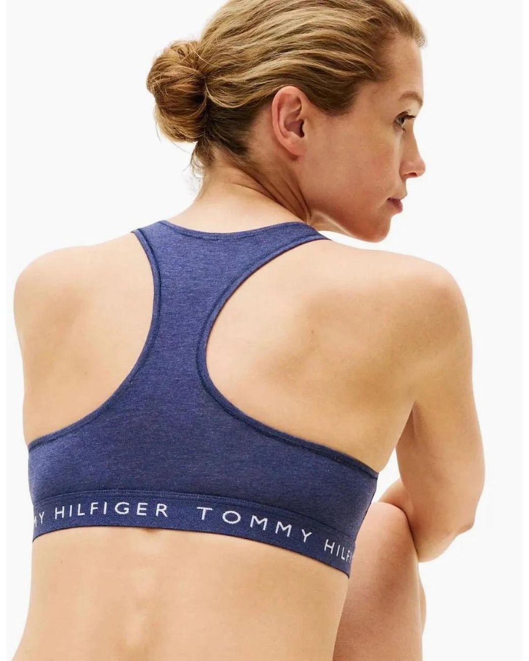 Tommy Hilfiger Blue Heritage Logo Racerback Bralette, Heather