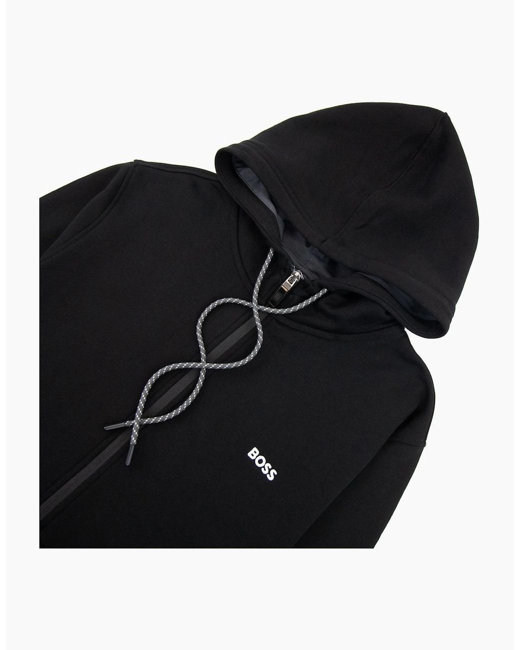Boss Black Saggy Embroidered Contrast Logo Zip Up Sweatshirt 001 for men