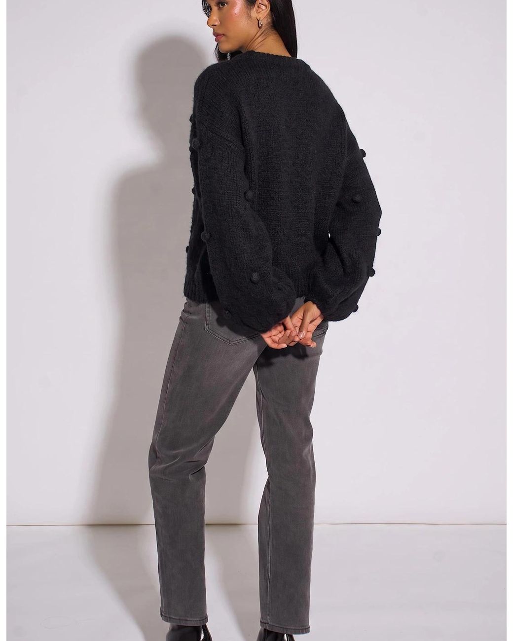 Gini London Blue Wool Mix Oversized Knit Jumper