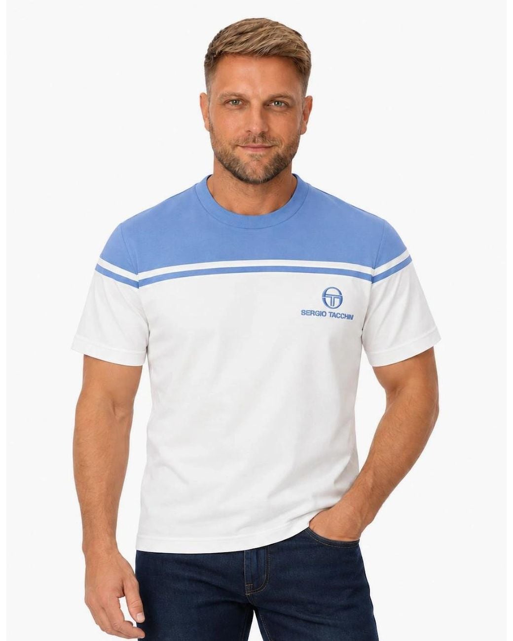 Sergio Tacchini Blue New Young Line T-Shirt Country/Gardenia for men
