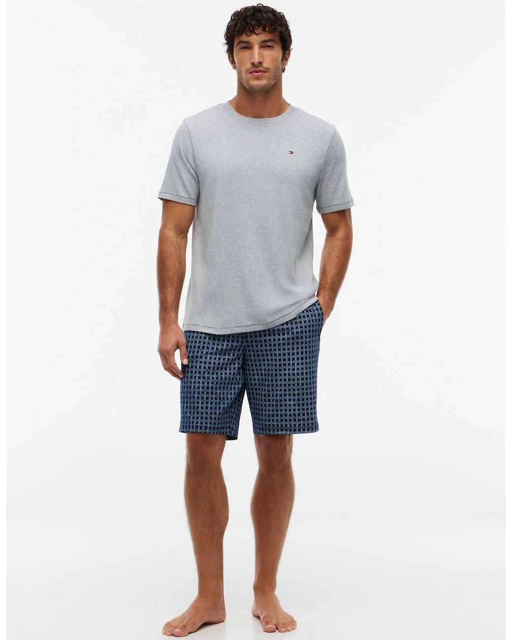 Tommy Hilfiger Blue Short Jersey Print Pyjama Set for men