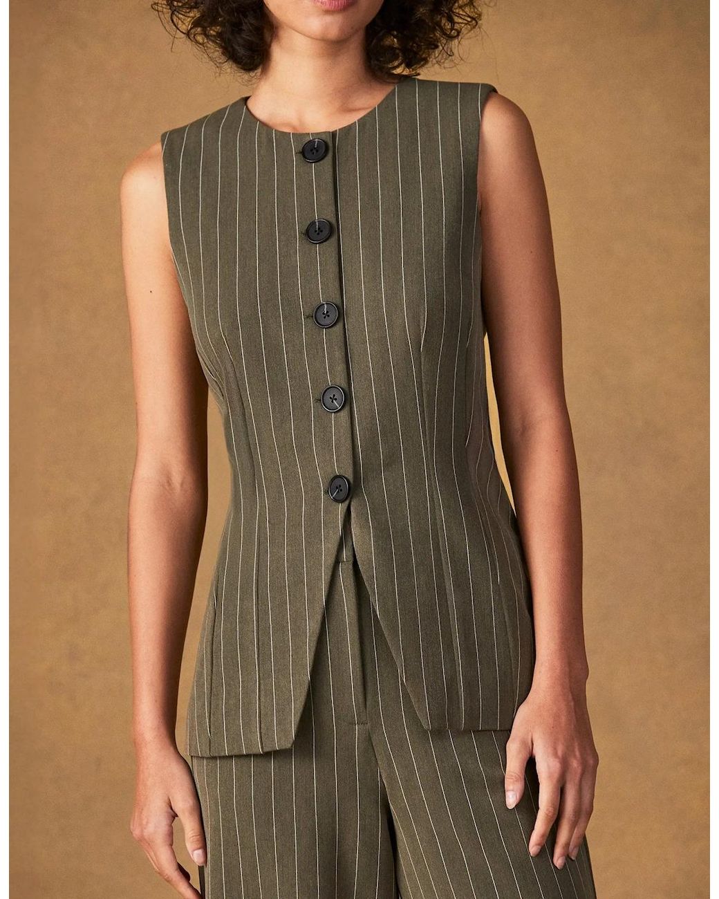 Ro&zo Green Pinstripe Waistcoat