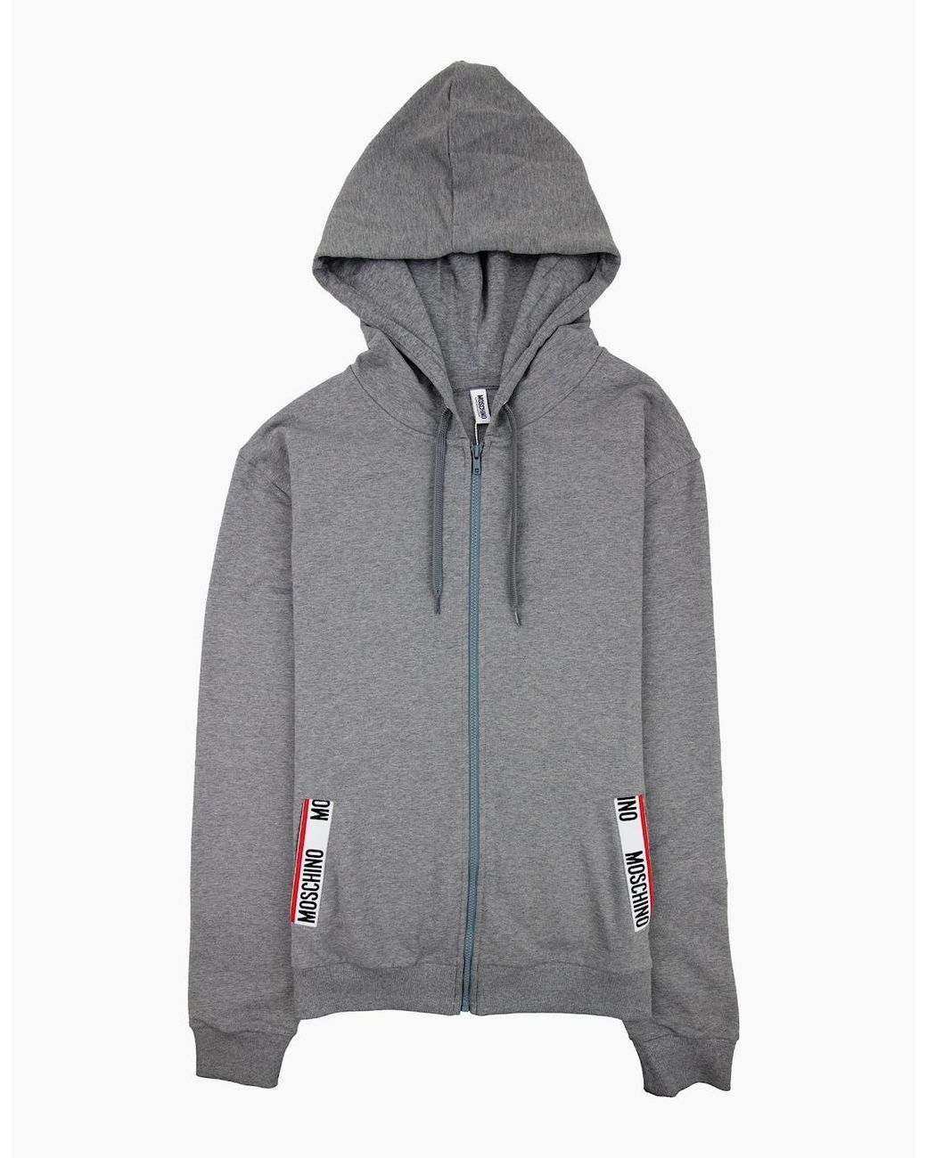 Moschino Gray Underwear Pocket Tape Logo Hoody Dark for men