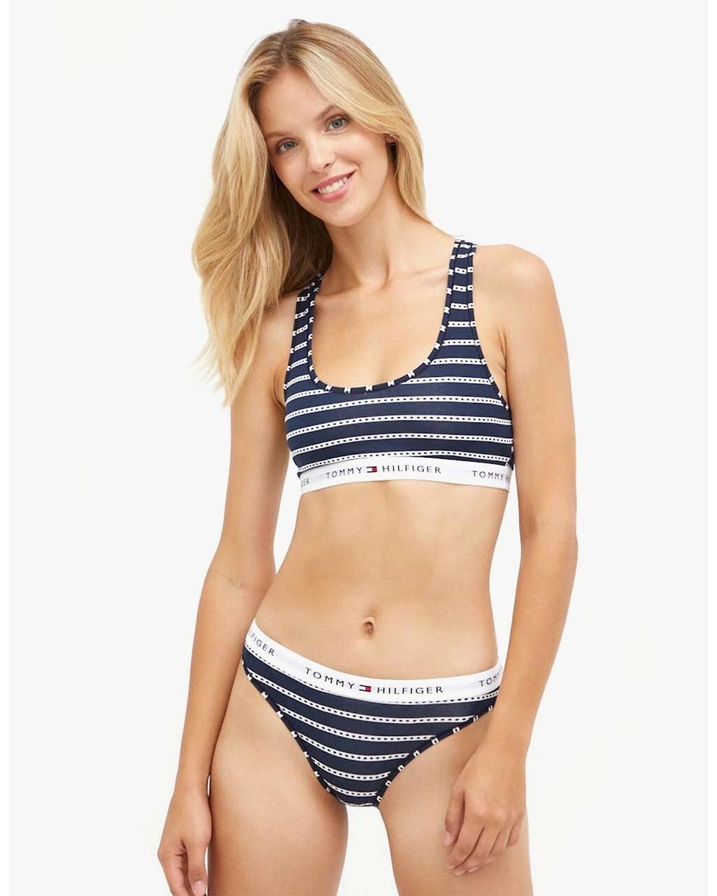 Tommy Hilfiger Blue Bralette Print Underwear Argyle Stripe Desert Sky