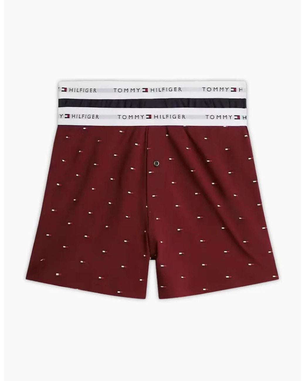 Tommy Hilfiger Red 2-Pack Flag Print Jersey Boxer Shorts, Burguny for men