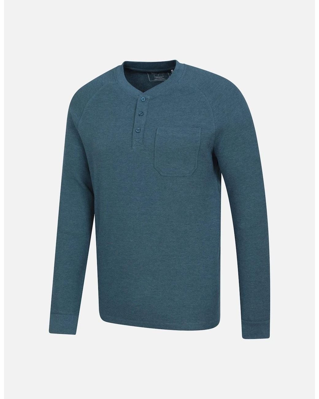 Mountain Warehouse Blue Selby Waffle Henley T-Shirt for men