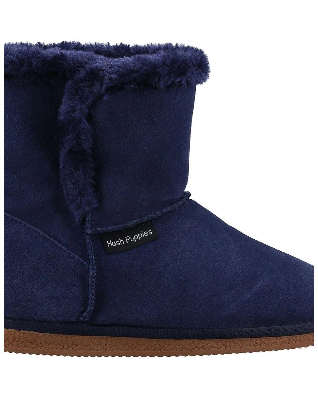 Hush Puppies Blue Ashleigh Suede And Faux Fur Slippers