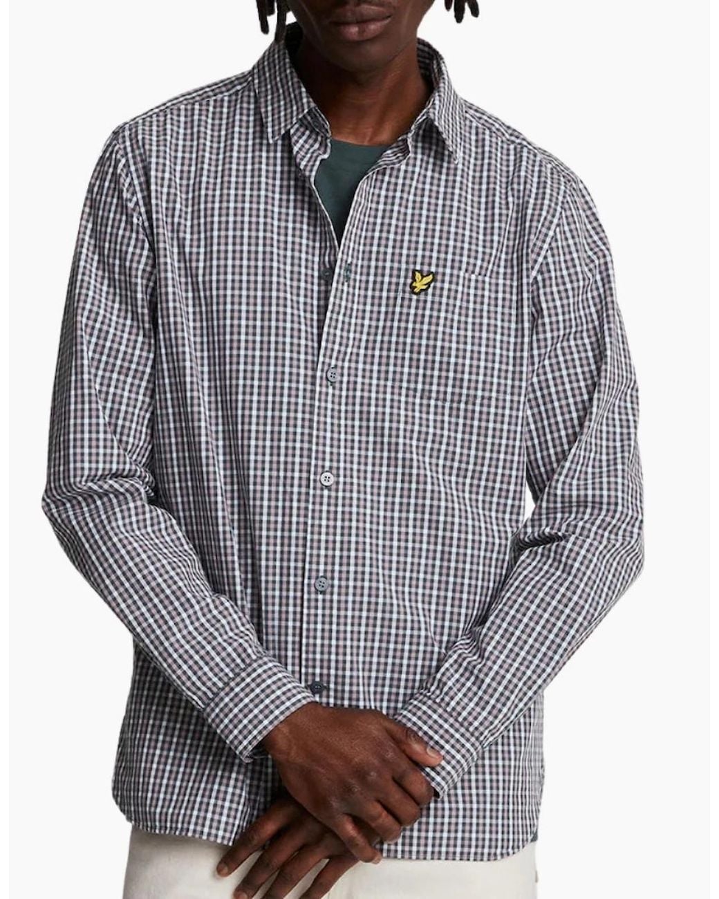 Lyle & Scott Gray Lyle & Scott Checked Gingham Argyle/ Long Sleeve Shirt for men