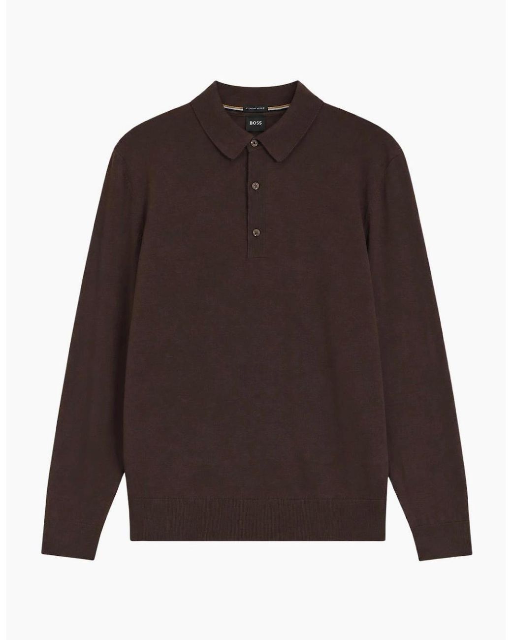 Boss Brown H-Lancione Merino Wool Polo Sweater for men
