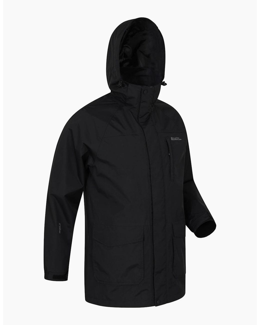 Mountain Warehouse Black Glacier Ii Long Waterproof Jacket for men