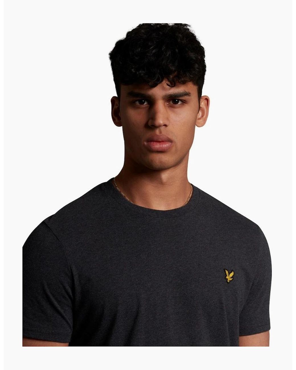 Lyle & Scott Black Lyle & Scott Branded Chest Logo Charcoal Marl T-Shirt for men